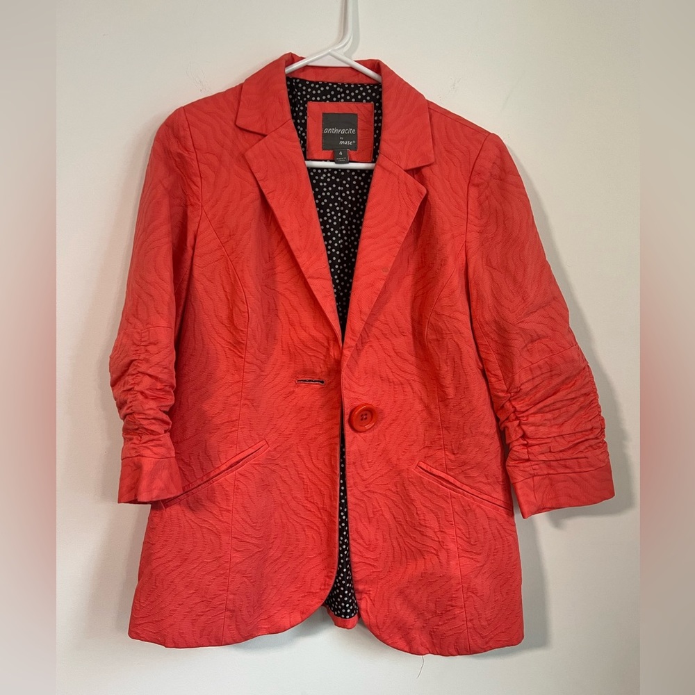 Anthracite by Muse | coral one button textured blazer size 4